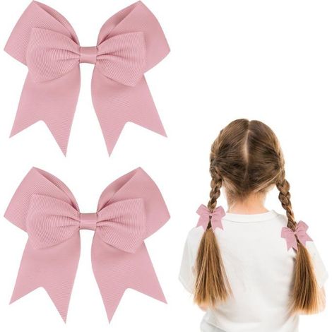 Lot de 2 Pinces Cheveux Rose Poudré Grand Nœud, Barrettes Papillon pour Femmes Filles Aucunely (1/5)