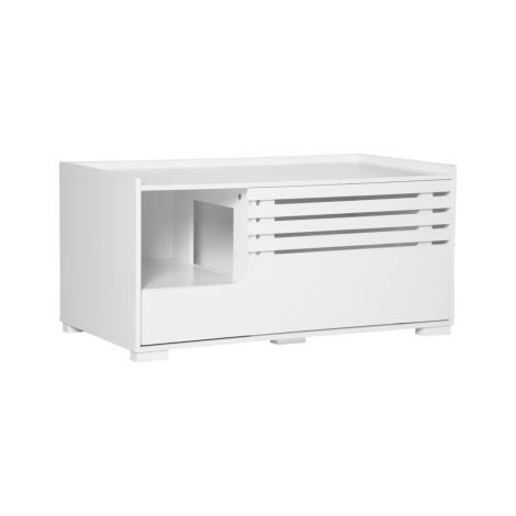 Meuble pour chat à 2 étagères, design 2 en 1, porte magnétique, blanc