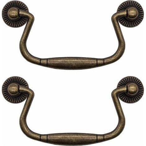 Laiton antique - Lot de 2 poignées de tiroir pliantes en fer pour portes d'armoires, commodes, cuisines, buffets, etc 8148mm (1/4)