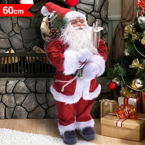 TRADE SHOP - Babbo Natale Classico 60cm In Plastica Vestiti In Tessuto Decorazione Natalizia - (1/3)