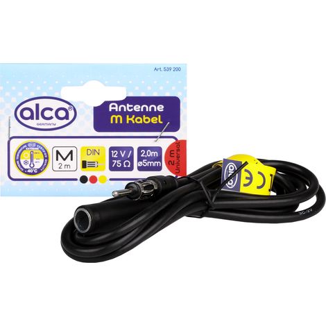 alca® Autoradio DIN Antennen-Verlängerungskabel 2 m Verlängerung Kfz Koaxial mit Adapter Stecker FM/AM LM UKW Antennen Kabel Universal