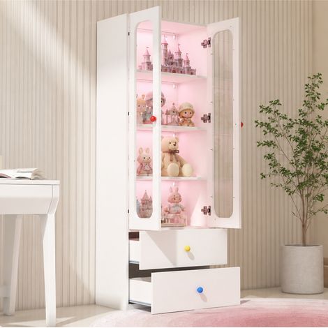 Vitrine de rangement - Vitrine en verre, classeur, vitrine pour figurines de collection, 60 x 35 x 170 cm, Blanc (1/5)