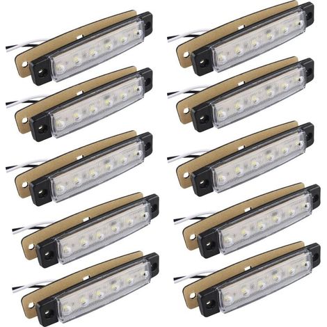 10pcs 12V Side Marker Lights 6SMD LED Front Lamp Rear Side Marker Lights for Trailer Truck Caravan Camper Van Lorry Bus Boat Tractor Motor White (1/5)