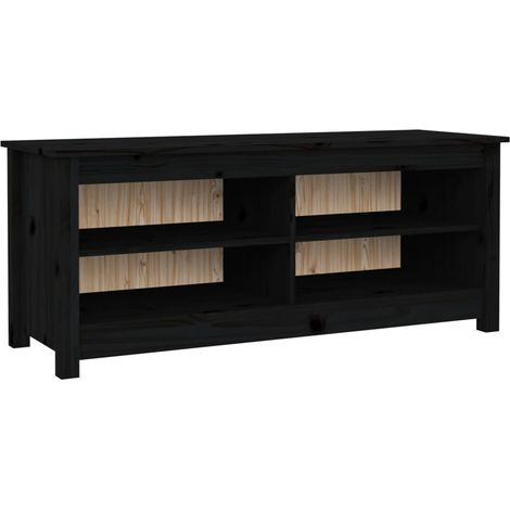 Banc à chaussures bottes commode étagère meuble entrée rangement 110 x 38 x 45,5 cm bois de pin massif noir