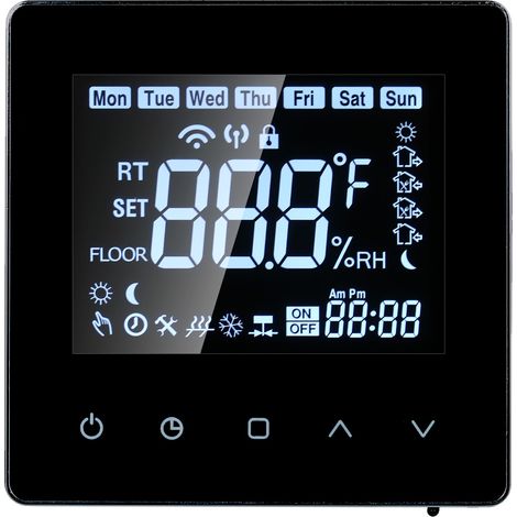 Thermostat Connecté Soavoa TP528-GCLW WiFi Programmable Écran LCD 3A Noir Compatible Alexa (1/4)