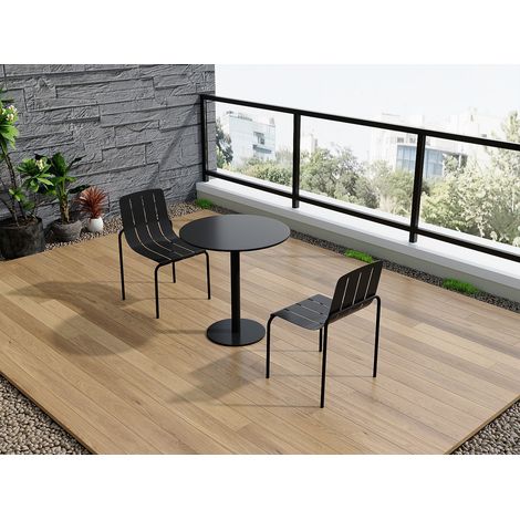 Lot de 2 chaises de jardin empilables en métal - Noir - BALVORA de MYLIA (1/4)