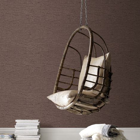 Papier peint intissé Tissage abstrait Thya 1005 x 52cm Marron foncé, or (1/5)