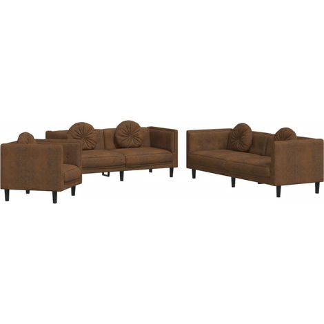 Maison Exclusive - Set di Divani 3 pz con Cuscini Marrone in Velluto