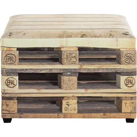 Coffre de rangement en bois coloris naturel et simili-cuir motif imprimé "Palette" - longueur 58 x profondeur 39 x hauteur 42 cm (1/5)