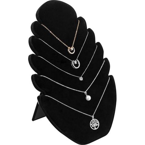 CCYKXA Velvet Jewelry Display Stand, Black Necklace Display Stand with 5 Notches, Bracelet Display Stand, Jewelry Holder 20 x 28cm for Necklace, Bracelet, Pendant, Women's/Girls', Shop, Market, Gift