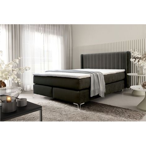 Boxspringbett Schlafzimmerbett AGNUS 160x200cm in Stoff Salvador Schwarz (1/5)