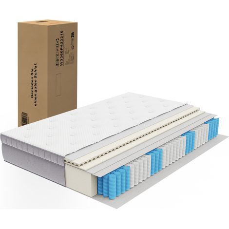 Matelas 120 x 200 cm, épaisseur 25 cm, mousse confort, ressorts ensachés 7 zones, matelas ergonomique pour adulte, certifié OEKO-TEX. (1/5)