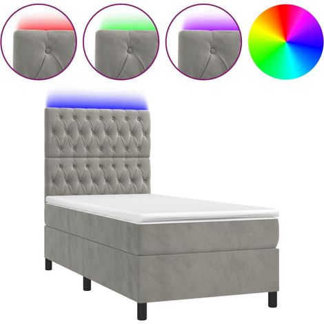 Maison Exclusive - Cama box spring colchón y LED terciopelo gris