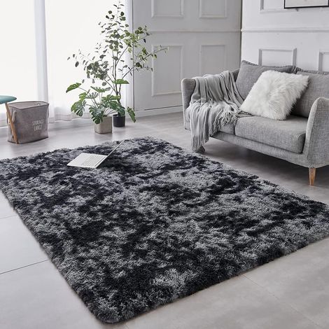 Teppich Hochflor Shaggy Flauschig Wohnzimmer Dunkelgrau 160 x 230 cm (1/5)