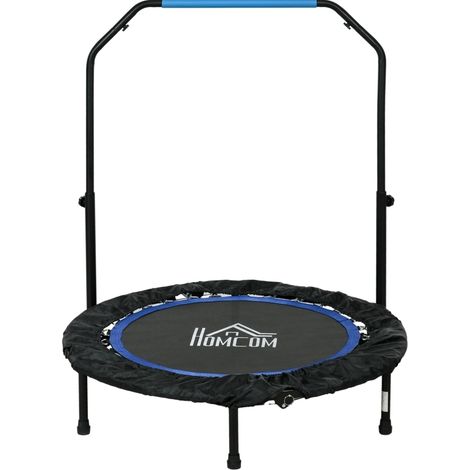 Trampolino fitness pieghevole con maniglia regolabile Ø102 cm, 100 kg, nero e blu HAVRYA (1/5)