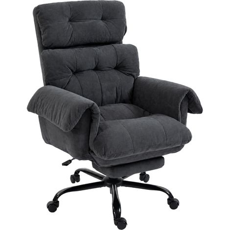 Silla de oficina reclinable con reposapiés, altura regulable, acero, gris oscuro (1/5)