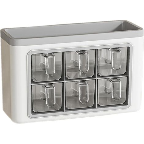 Sollbry Gewürzbox-Set, transparente Salzgläser, Gewürzdosen für wandmontierte Küchengewürzbehälter, Vorratsdosen (1/5)