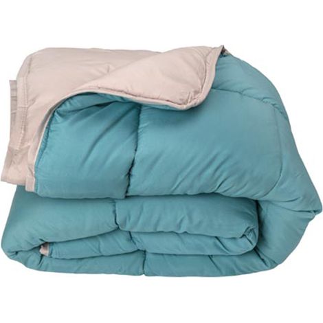 Couette légère réversible bicolore en microfibre 200 gr/m² Bleu ciel 140x200 cm