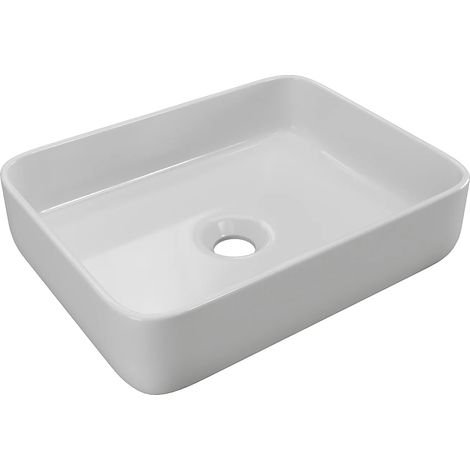 Vasque à poser rectangle en céramique - Blanc - 50 x 39 cm - JUNIKO II