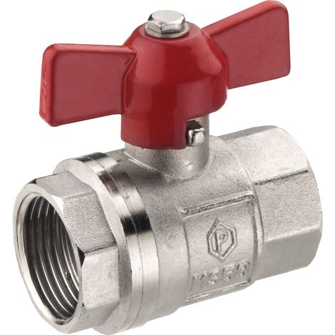 Cornat T594106, Valvola a sfera IG in ottone placcato per impianti di riscaldamento, con manopola a farfalla, 1"