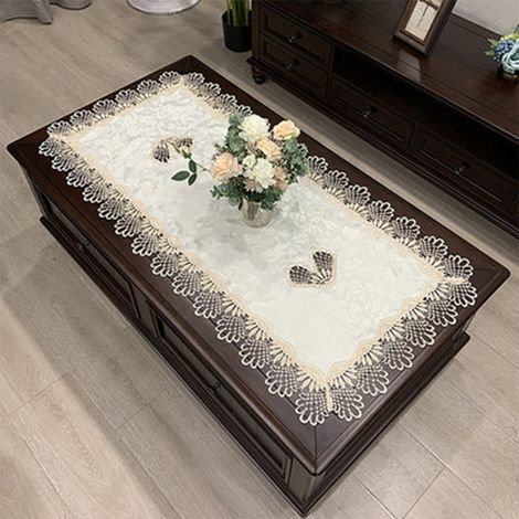 Napperon Rectangulaire - Dentelle Brodée Européenne - Pour Table à Thé Café ou Bureau - 50 x 100 cm (1/3)