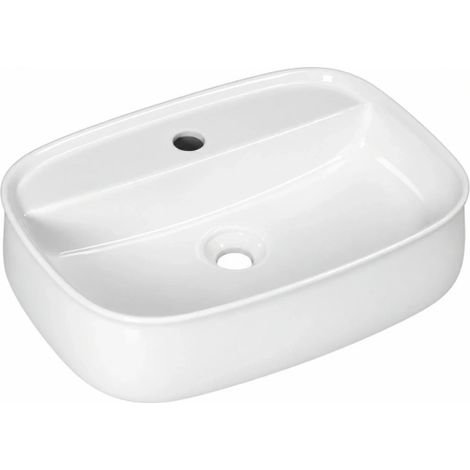 Lavabo da appoggio in ceramica bianca con foro rubinetteria modello aura 55 54x38x14 cm BARBOTTINA