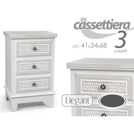 Kaela - Cassettiera 3 Cassetti Comodino Slim Mobile Elegant In Legno 41x34x68cm 801112 - (1/2)