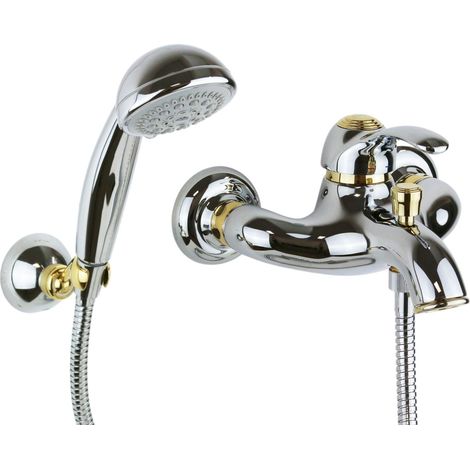 Monomando baño/ducha con desviador cromado - dorado Paffoni Flavia FA024CO  Cromo / Dorado - FLAVIA