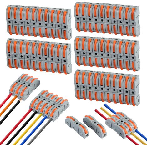 50 Pieces Quick Electrical Connector, Electric Connector with Control Lever Bilateral Conductors, Combinable Automatic Connection Terminals for Cables Connect (1/5)