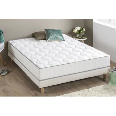 Les Tendances – Ensemble matelas + sommier 140 x 190 cm – 550 ressorts ensachés – Épaisseur 23 cm – Sommier tapissier à lattes 12 cm (1/6)