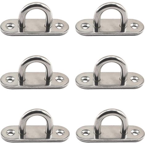 Lot de 6 crochets à œillet M6 en acier inoxydable 304, ancrages robustes et résistants à la corrosion pour ponts, murs et plafonds de bateaux. (1/5)