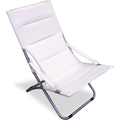sdraio da giardino essenza "capri" in acciaio e pvc ecrù 87x86x60 cm