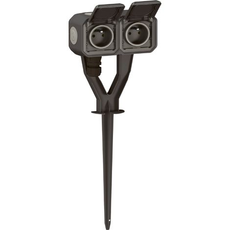Legrand – Piquet de jardin avec 2 prises de courant 2P + T – Anthracite – Indice de protection IP44 – Pour chantiers humides