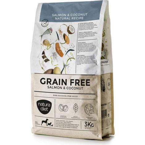 NATURA ALIMENTATION POUR CHIENS SANS CÉRÉALES Saumon et Noix de Coco 3 kg (1/2)