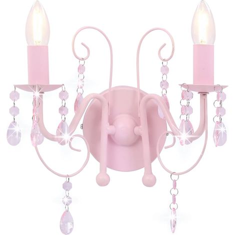 vidaXL Lampada da Muro con Perle Rosa 2 Lampadine E14 (1/3)