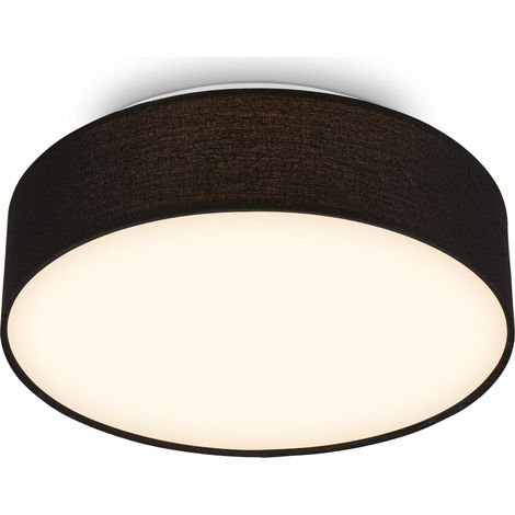 Plafonnier LED avec abat-jour en tissu, 16 W 2800 lm, lumière blanc chaud, lustre salon, chambre, luminaire cuisine, plafonnier LED salon, lampe plafond, 30 x 10,5 cm, Noir (1/5)