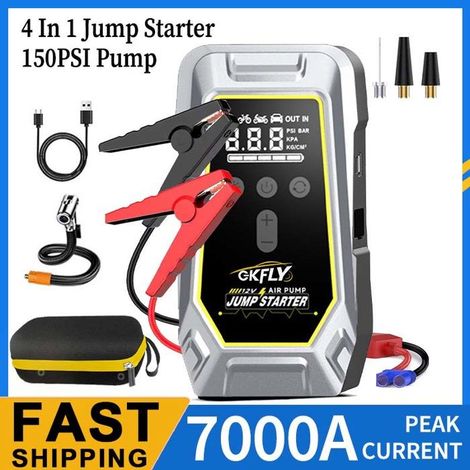 Démarreur de Voiture GKFLY 7000A Booster Batterie Portable 12V avec Compresseur Air 150PSI et Écran LED (1/2)