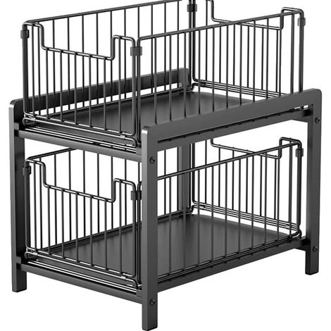 Schubladenorganizer, Hochwertiger Kohlenstoffstahl, Zweistufiges Design, Kompatibel für Küchen und Badezimmer, Schiebendes Design für einfachen (1/5)