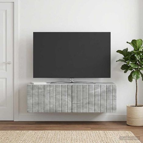 Meuble TV mural 98 x 31 x 30 cm Gris béton Bois d'ingénierie (1/5)
