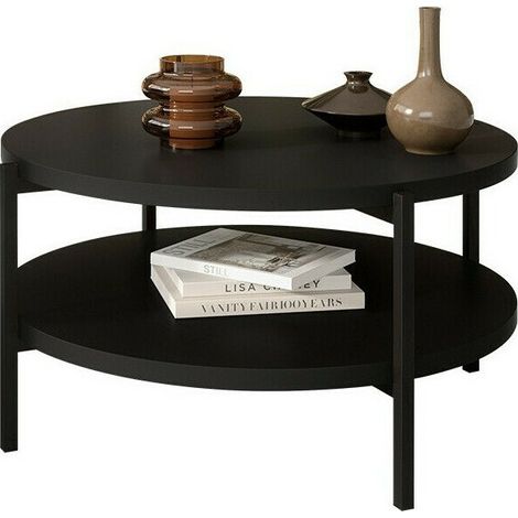 Mesa de centro Providence 177, Negro, 43x0x0cm, Diámetro: 85, Aglomerado laminado, Redonda
