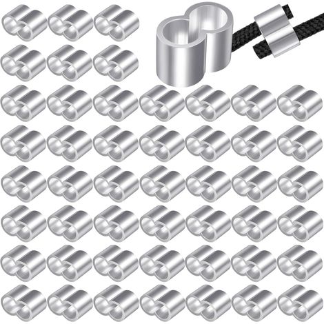 50 pezzi manicotti a crimpare in alluminio da 4 mm, manicotti a crimpare in alluminio a doppia ghiera, manicotto ad anello a crimpare con custodia per cavi e corde in acciaio inossidabile da 4 mm