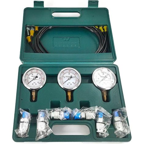 Hydraulikdruckmessgerät-Set für Bagger, Druckmessgerät mit 6 Prüfkupplungen