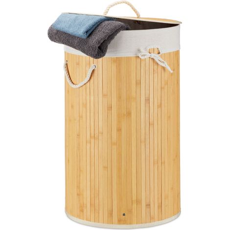 Cesta de lavanderia redonda de bambu