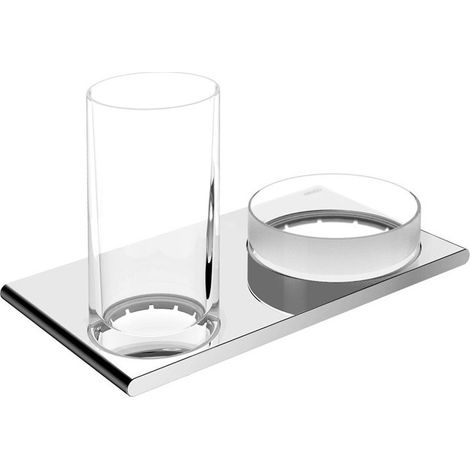 Support double verre EDITION 400 et étagère bronze brossé KEUCO
