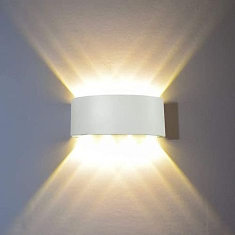 Applique Murale Interieur LED 8W Blanc Lampe Murale Moderne, IP65 Étanche appliques murales exterieures en Aluminium, Up Down Spot Lampe pour Salon Chambre Hall Escalier Pathway (1/5)