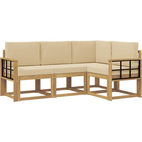 Ensemble de canapés d'extérieur 4 pc Blanc et Beige vidaXL (1/5)
