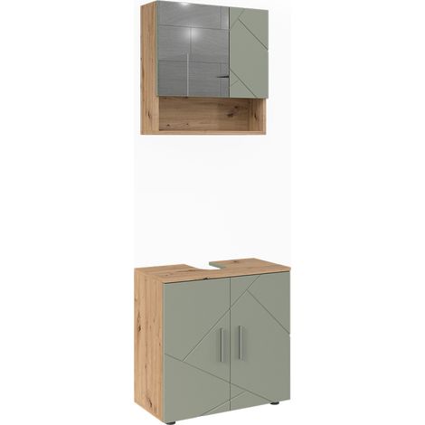 Conjunto de muebles de baño Irma, Verde salvia, 2 partes, Vicco