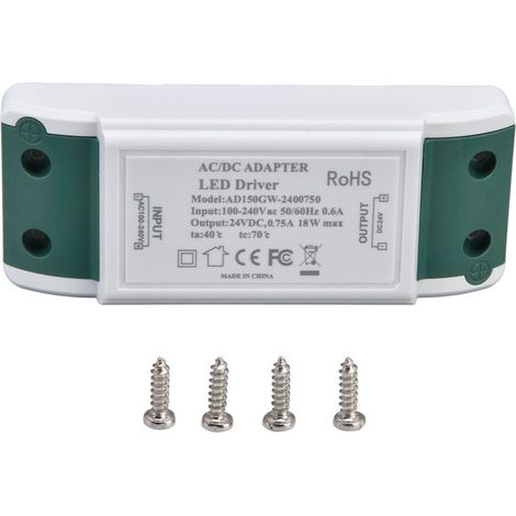 Alimentation LED 24V DC 0.75A 18W pour bandes lumineuses - Transformateur AC100‑240V silencieux (1/5)