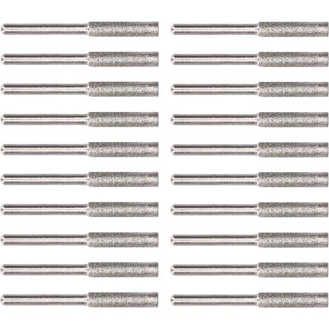 Set mit 20 rotierenden Kettensägenketten-Schärffeilen, 4,8-mm-Schleifscheibe mit Meißelkopf, silbernes Schärfwerkzeug-Set (1/5)