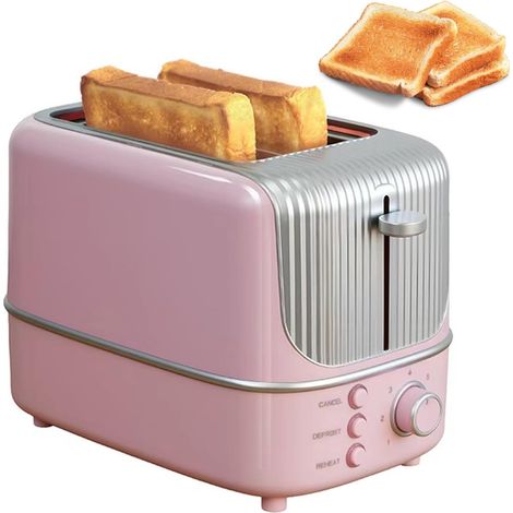 Grille-pain 2 Tranches, En Acier Inoxydable Avec Grille De Cuisson, 7 Niveaux De Brunissage, Fonctions Décongélation/annulation/réchauffage, Fentes Extra Larges, éjection Automatique Pour La Maison (1/5)